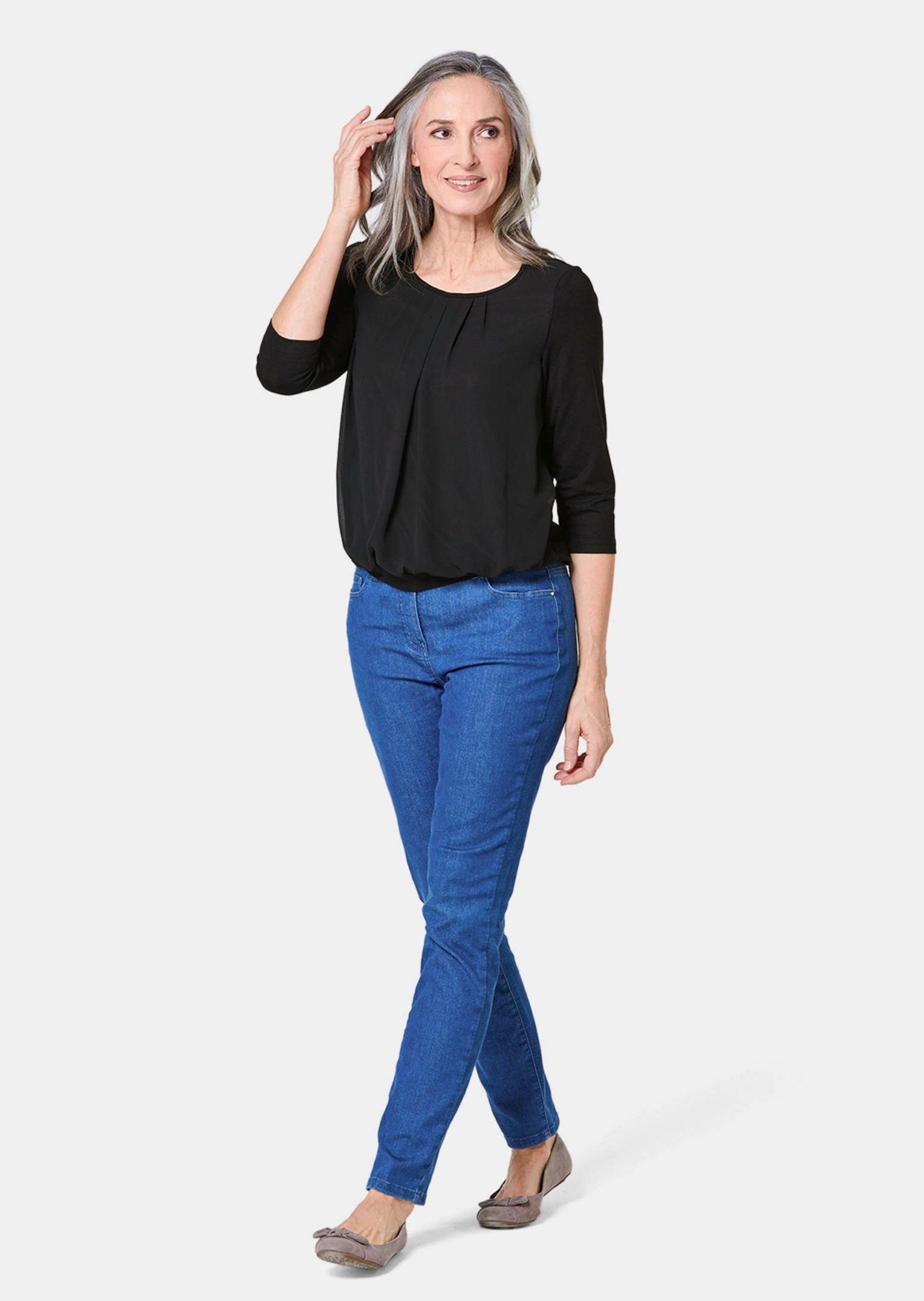 GOLDNER Shirtbluse Chiffon-Shirt gelb, Rundhals günstig online kaufen