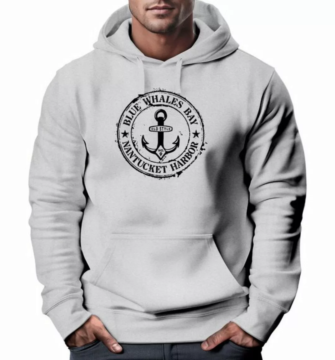 Neverless Hoodie Hoodie Herren maritimes Anker Motiv Anchor Print Vintage S günstig online kaufen