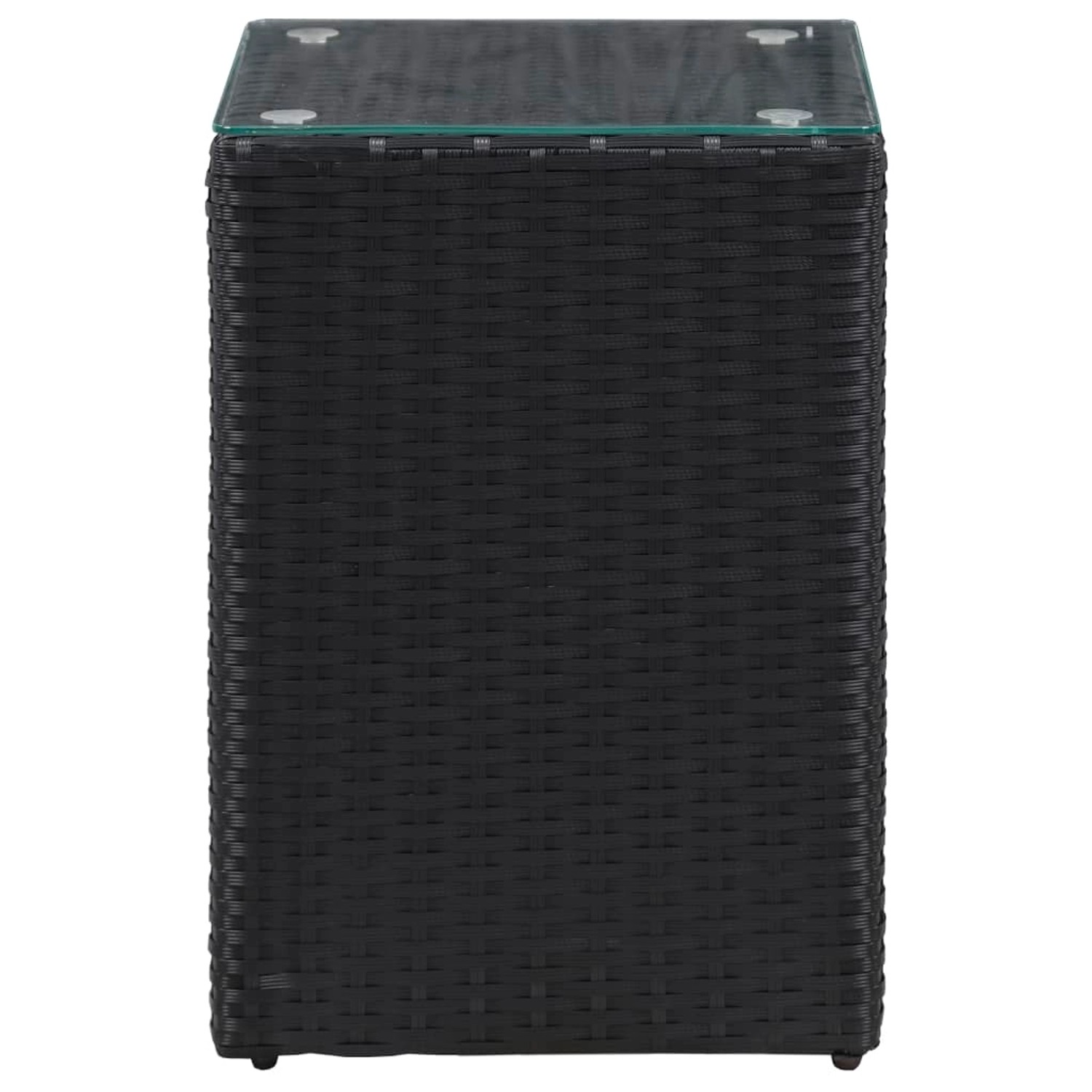 vidaXL Beistelltisch mit Glasplatte Schwarz 35x35x52 cm Poly Rattan günstig online kaufen