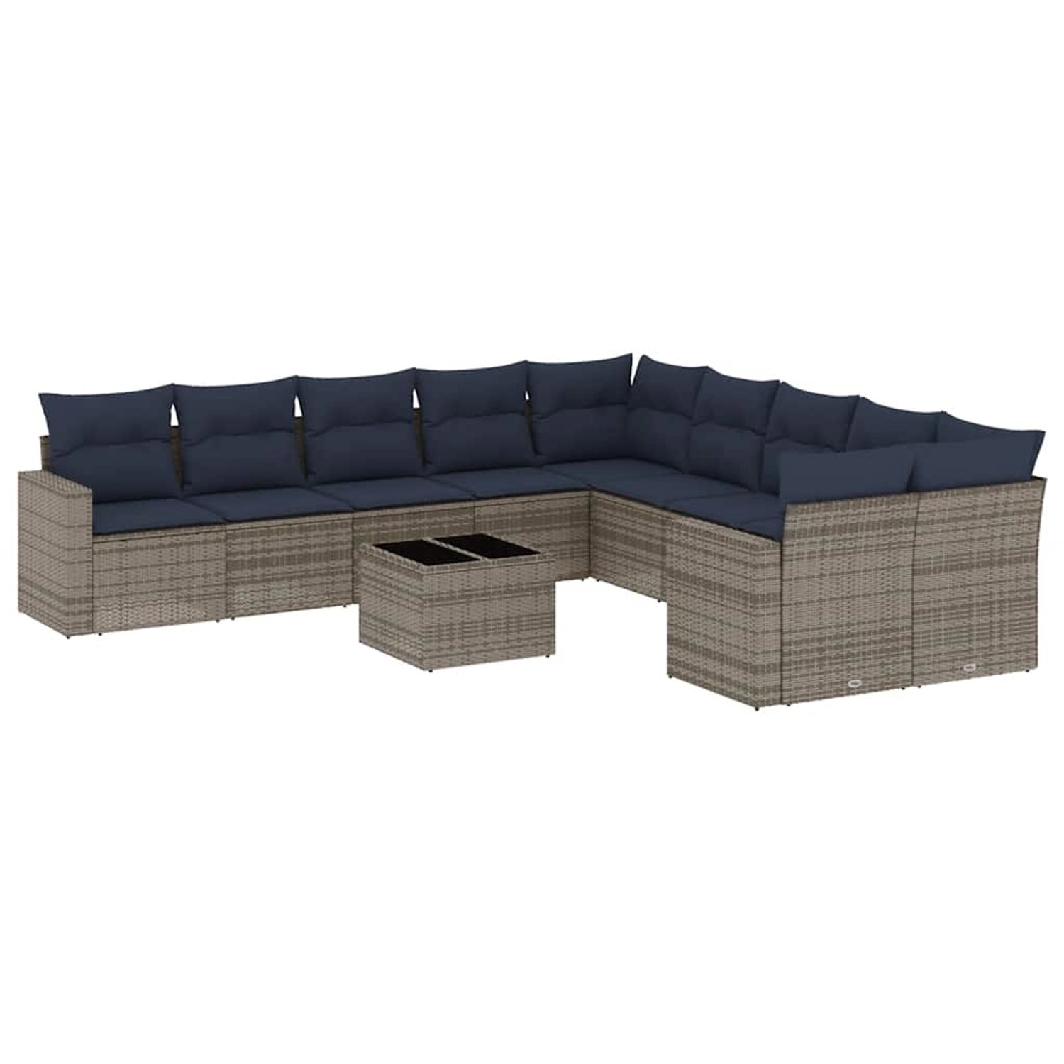 vidaXL 11-Tlg Garten-Sofagarnitur mit Kissen Grau Poly Rattan 3219511 günstig online kaufen