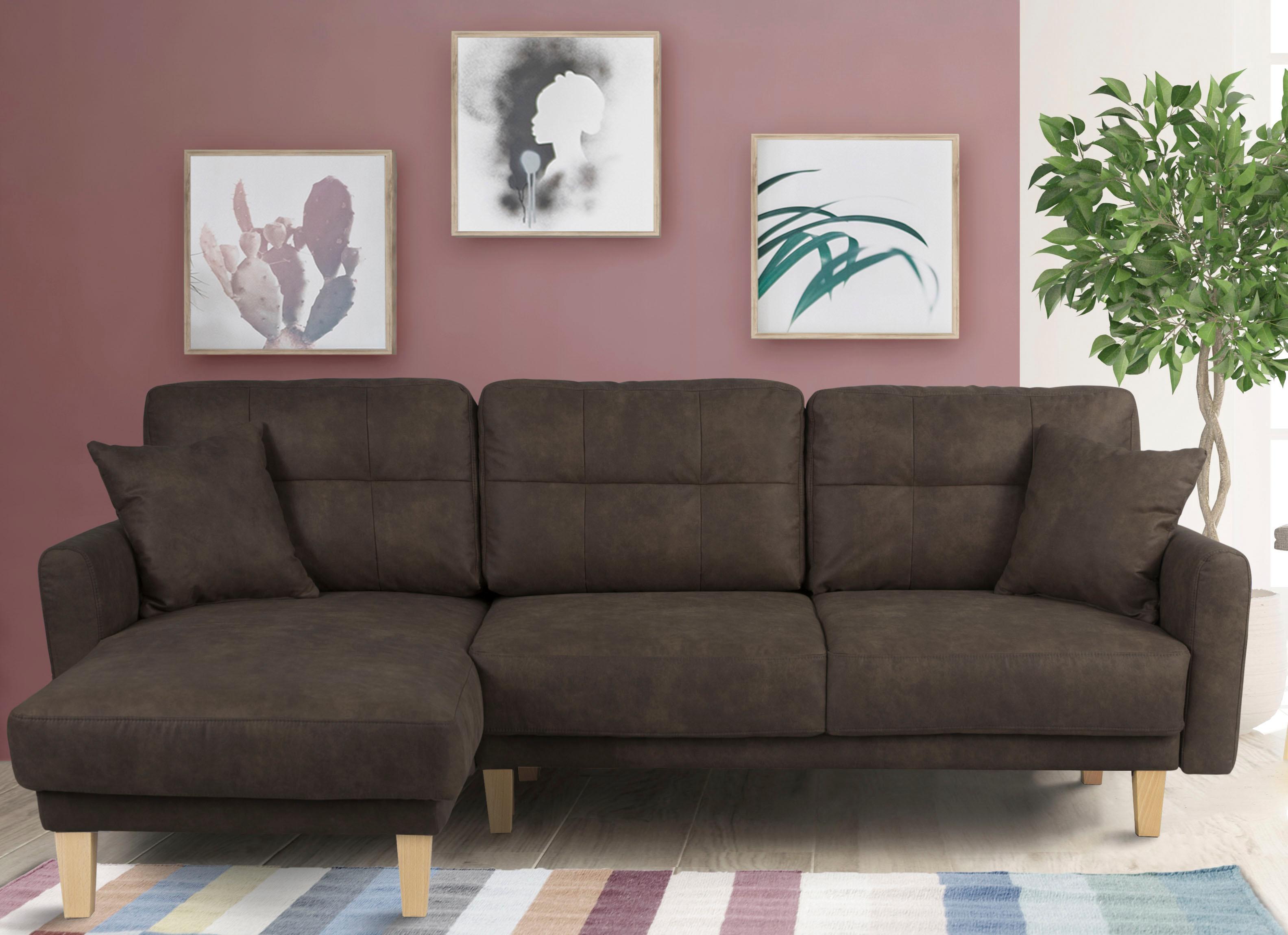 Home affaire Ecksofa "Triplo, Zierkissen, Schlaffunktion, B/T/H: 234/164/89 günstig online kaufen