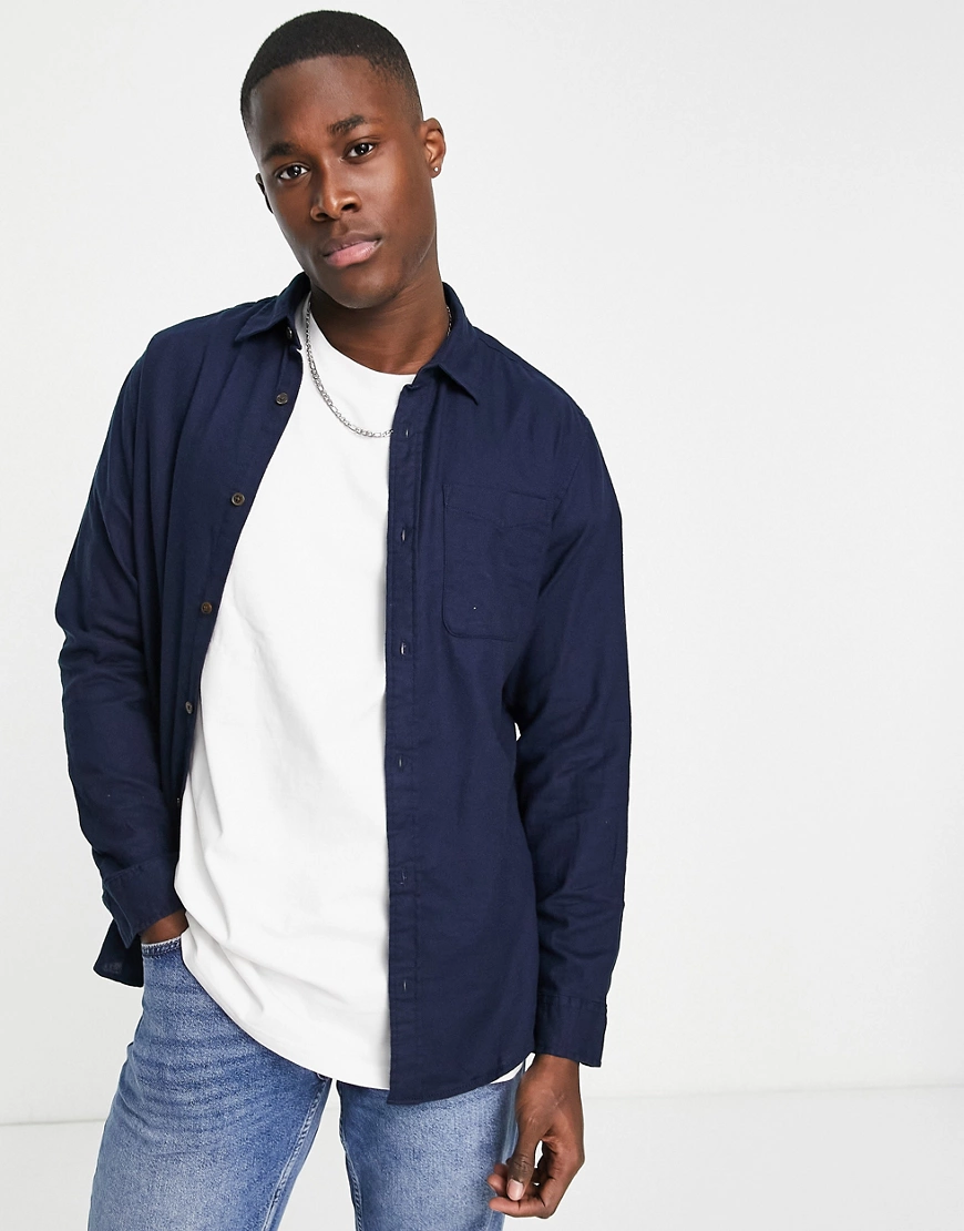 Jack & Jones – Langärmliges Hemd in Marineblau günstig online kaufen