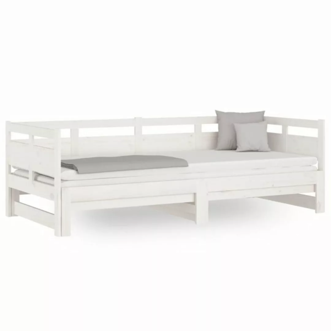 furnicato Bett Tagesbett Ausziehbar Weiß Massivholz Kiefer 2x(80x200) cm (1 günstig online kaufen