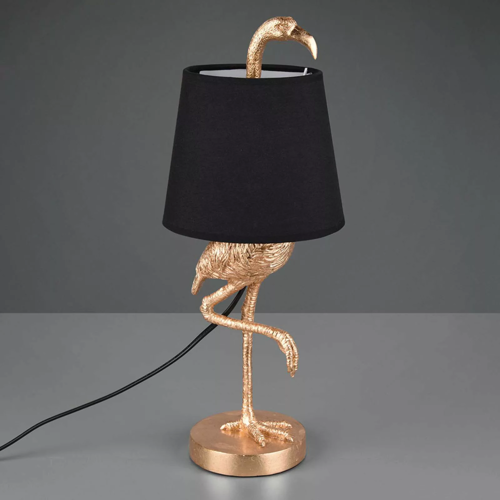 Tischleuchte Lola mit Flamingo-Figur, schwarz/gold günstig online kaufen