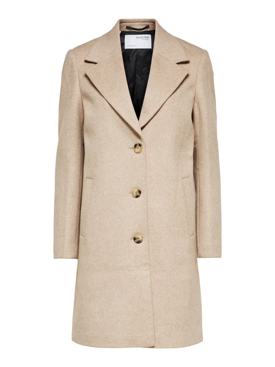 SELECTED Wollgemisch Mantel Damen Beige günstig online kaufen