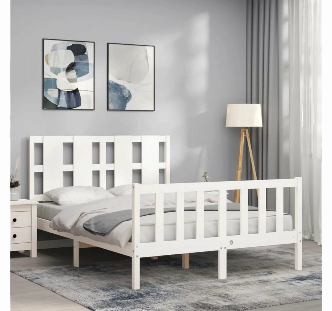 vidaXL Bett Massivholzbett ohne Matratze Weiß 120x200 cm Kiefernholz günstig online kaufen