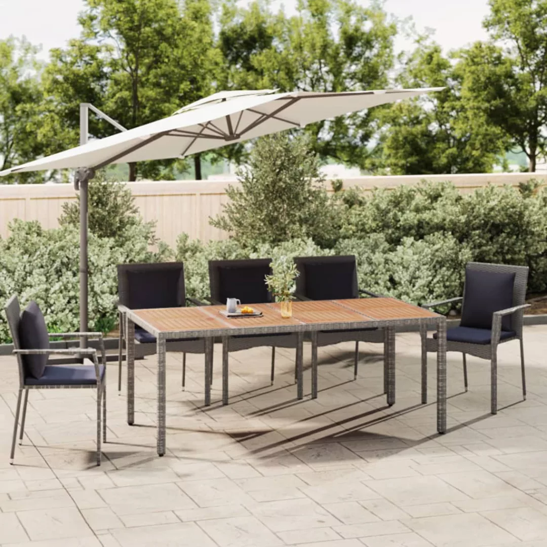 Vidaxl Gartentisch Mit Holzplatte Grau Poly Rattan & Massivholz Akazie günstig online kaufen