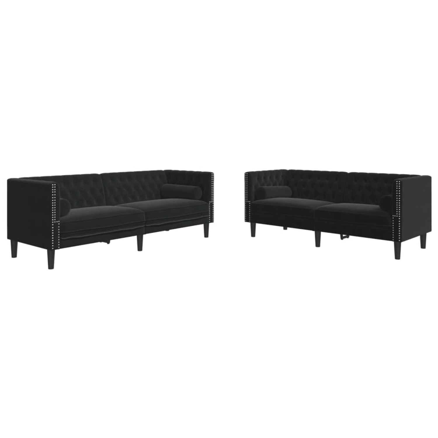 vidaXL 2-Tlg Chesterfield-Sofa-Set mit Nackenrollen Schwarz Samt 2144864 günstig online kaufen