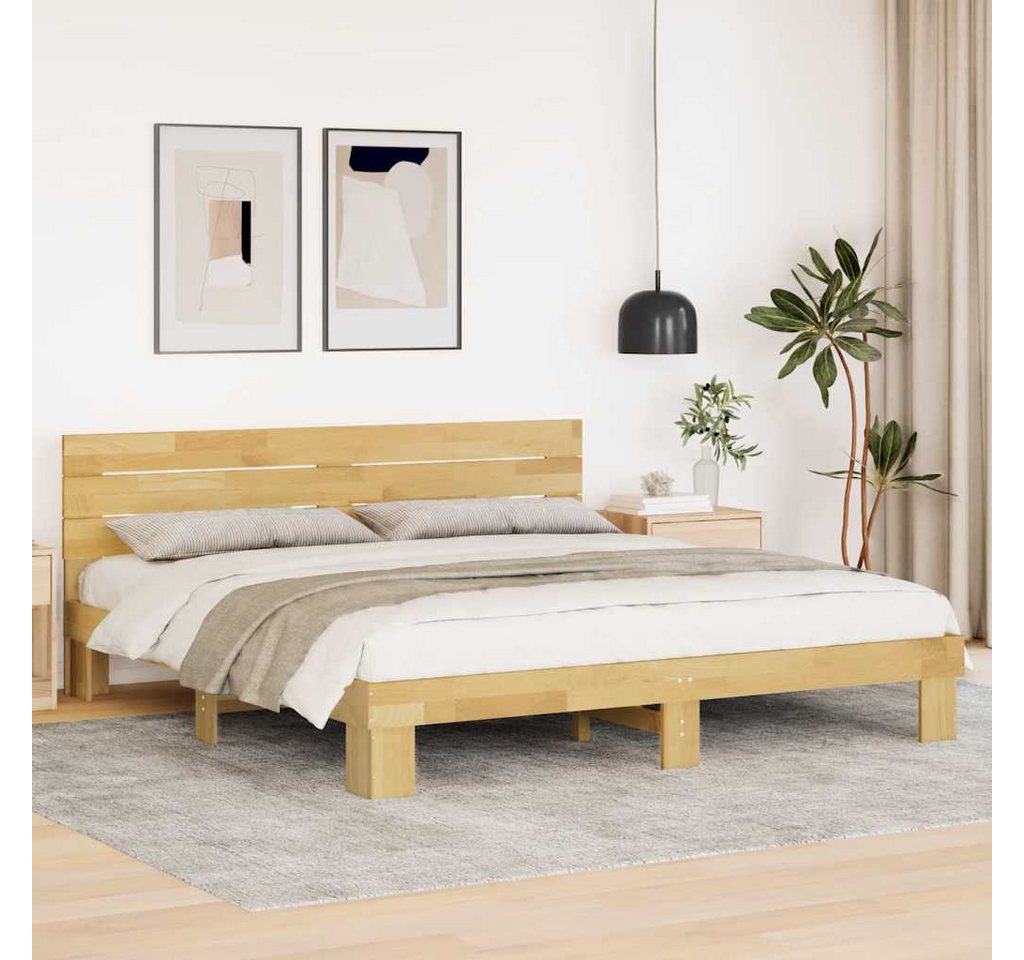 vidaXL Bett, Massivholzbett mit Kopfteil ohne Matratze 180x200 cm Eichenhol günstig online kaufen