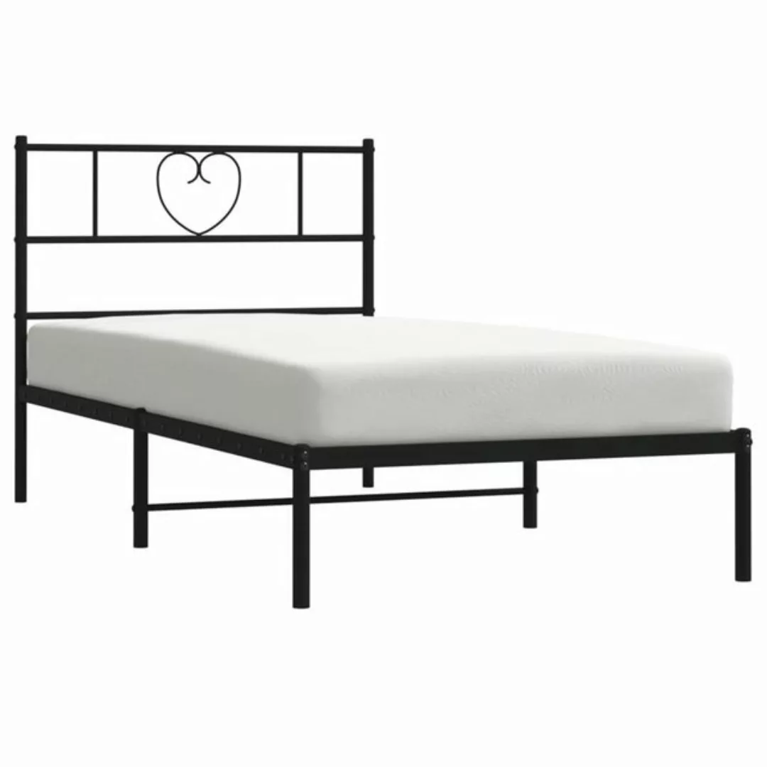 vidaXL Bett Bettgestell mit Kopfteil Metall Schwarz 100x190 cm günstig online kaufen