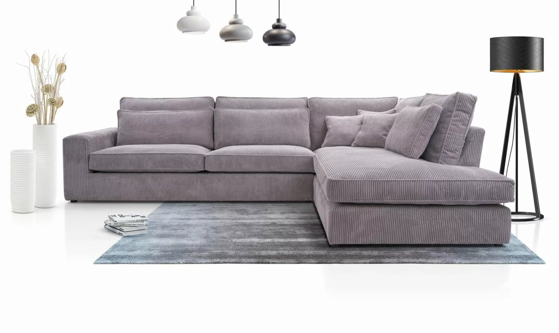 Beautysofa Ecksofa Gepolstertes mit dekorativen Kissen günstig online kaufen
