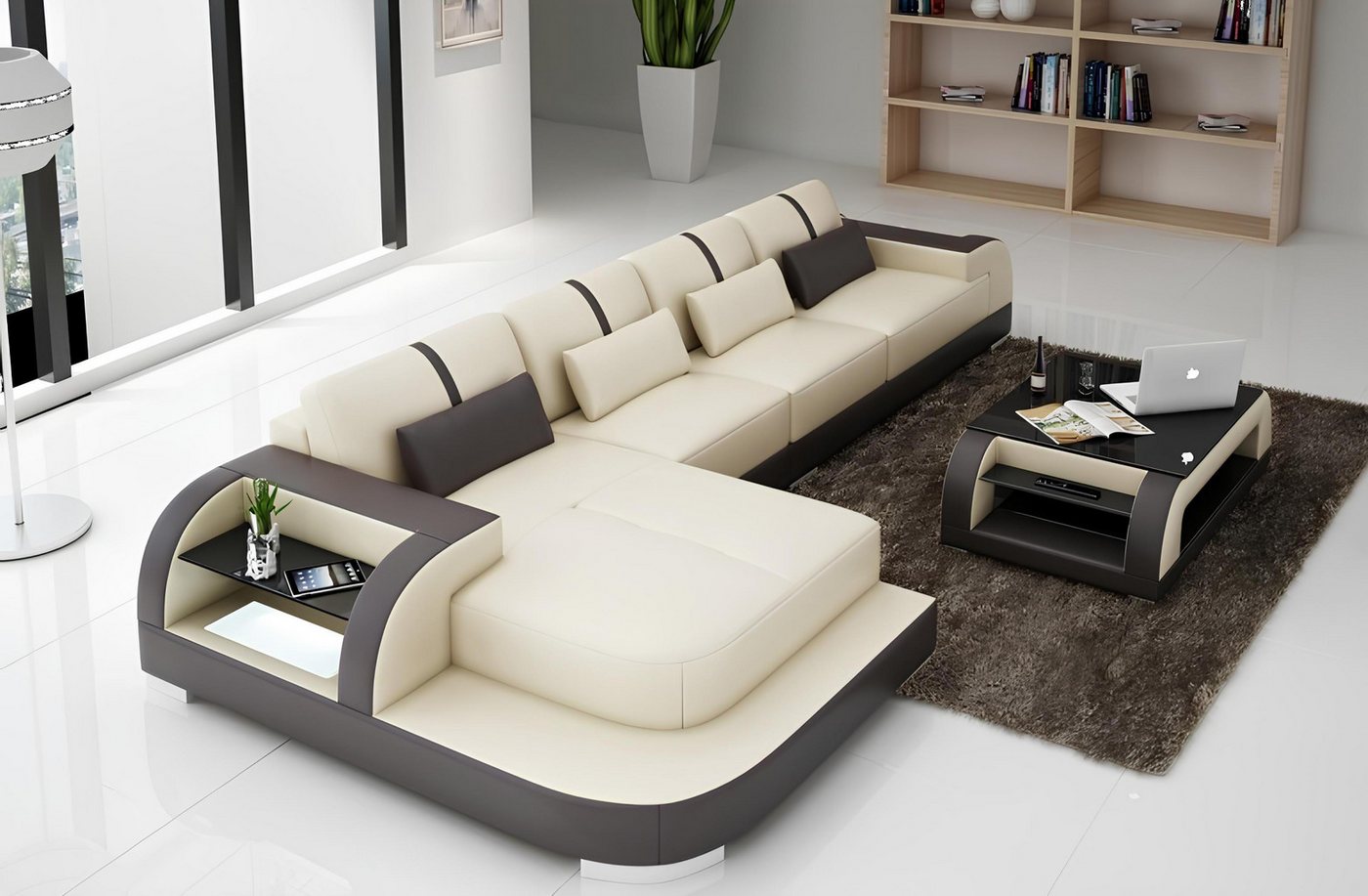 Xlmoebel Ecksofa Neues Ledersofa mit USB-Anschluss in modernem Design für I günstig online kaufen