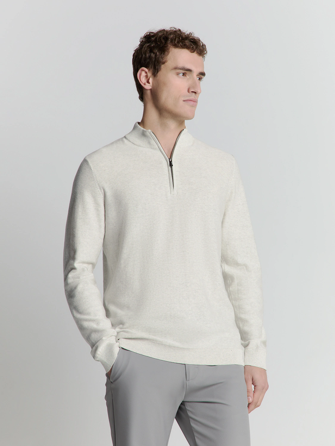 NO EXCESS Rundhalspullover "No Excess Halber Reißverschluss Pullover" günstig online kaufen