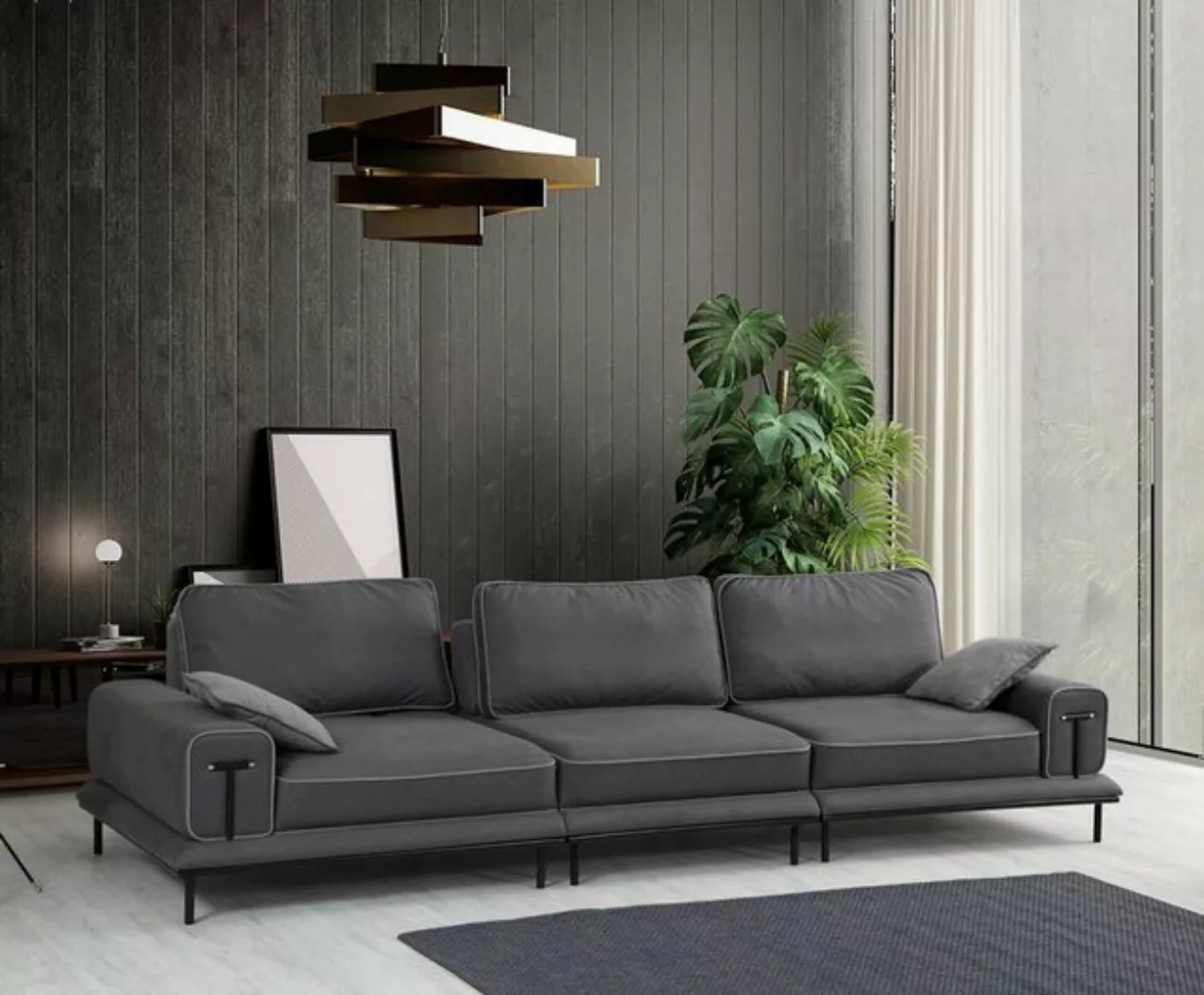 Xlmoebel 4-Sitzer Luxuriöses Viersitzer-Sofa in modernem Grauton für das Wo günstig online kaufen