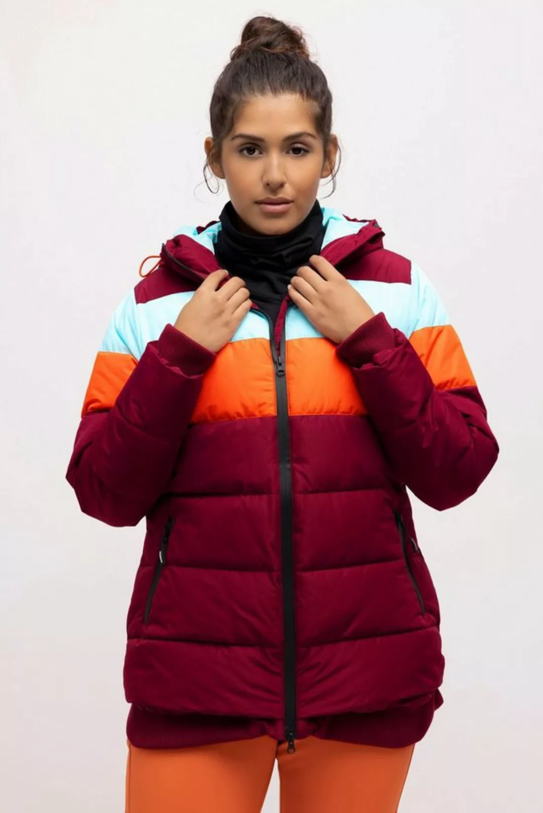 Ulla Popken Steppjacke Funktionsjacke wasserdicht 2-Wege-Zipper Kapuze günstig online kaufen