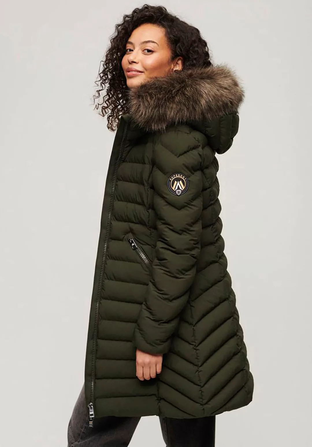 Superdry Steppjacke FUJI FAUX FUR HOOD MID LENGTH günstig online kaufen