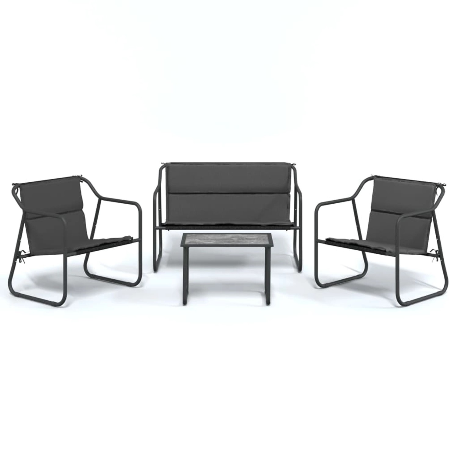 vidaXL 4-Tlg Garten-Lounge-Set mit Kissen Anthrazit Stahl 3186934 günstig online kaufen