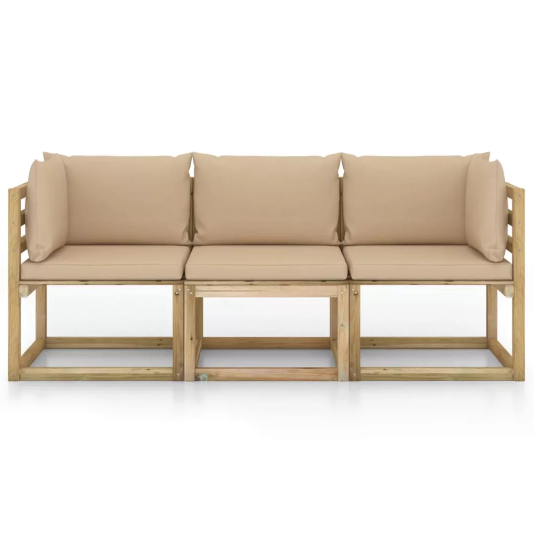 3-sitzer-gartensofa Mit Beige Kissen günstig online kaufen