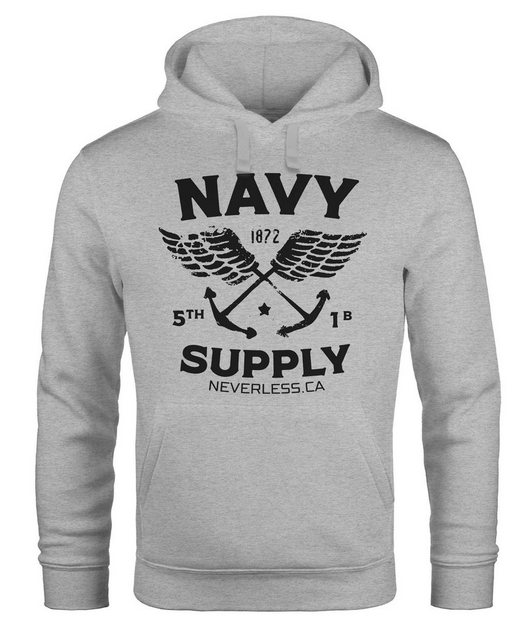 Neverless Hoodie Hoodie Herren Motiv Maritim Nautical Design Schriftzug Nav günstig online kaufen