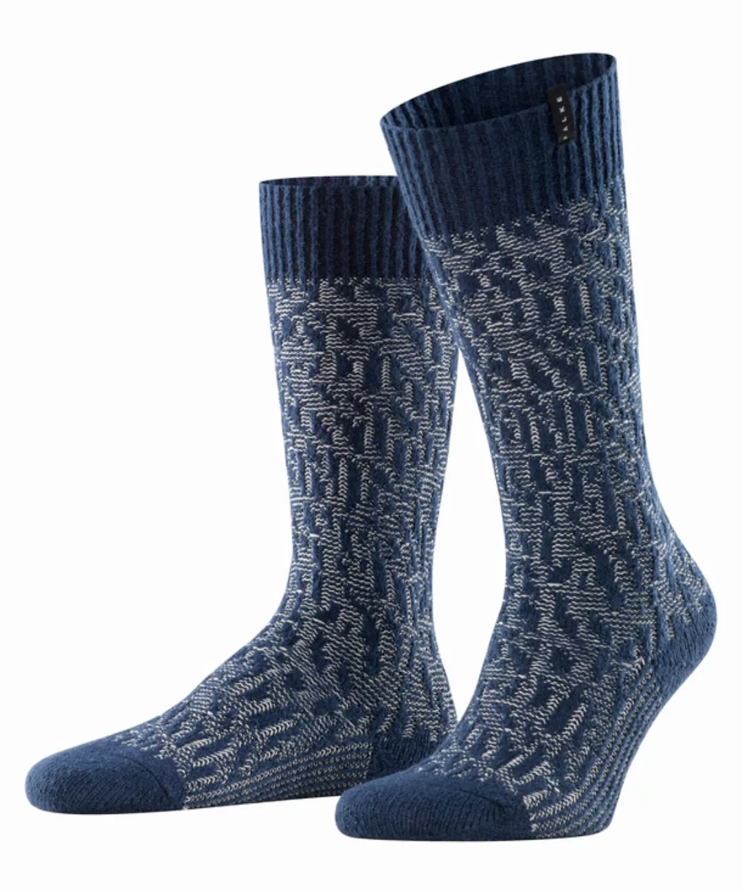 FALKE Fleece Herren Socken, 39-42, Blau, Struktur, Baumwolle, 12478-634002 günstig online kaufen