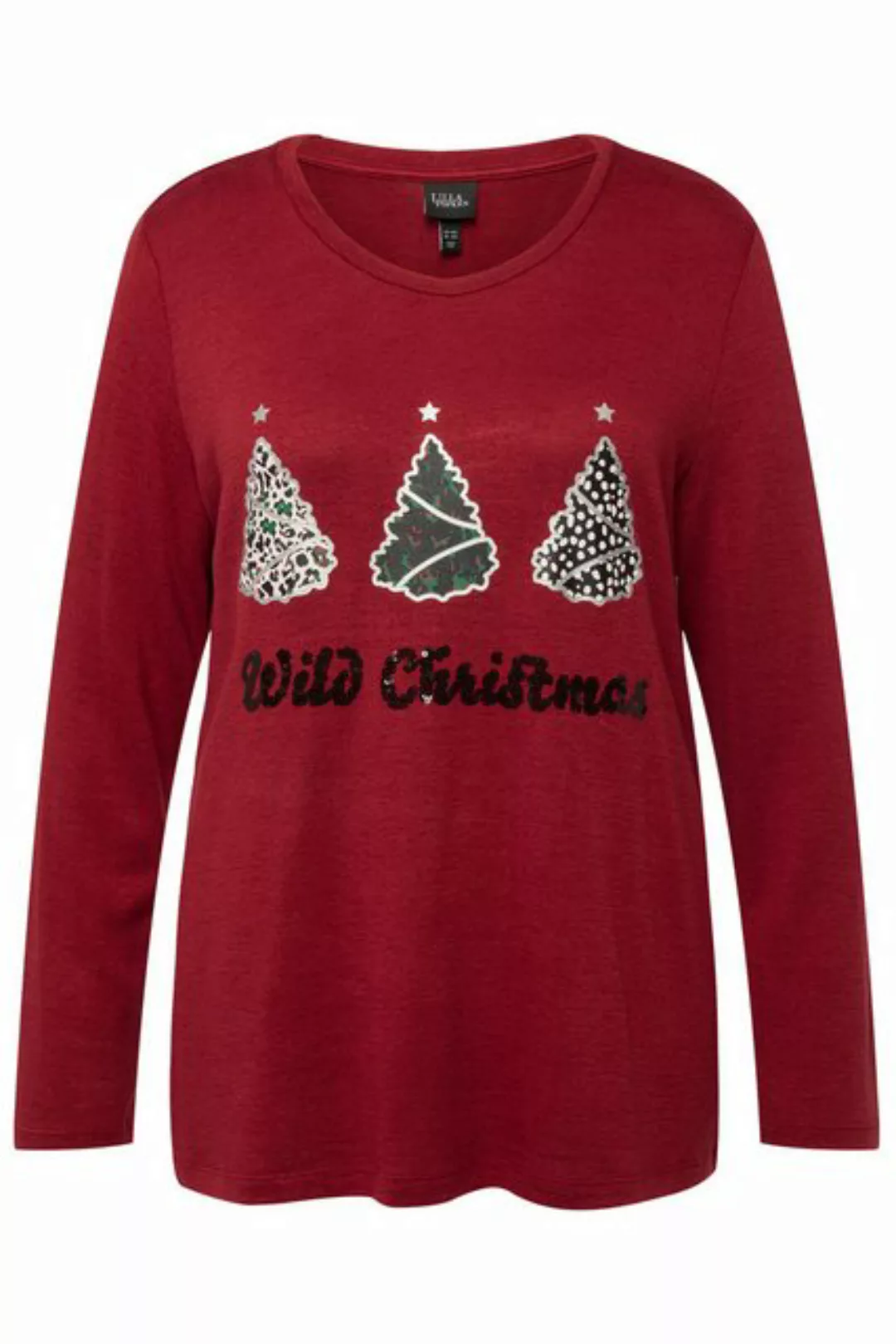 Ulla Popken Sweatshirt Sweatshirt Wild Christmas Pailletten Rundhals günstig online kaufen