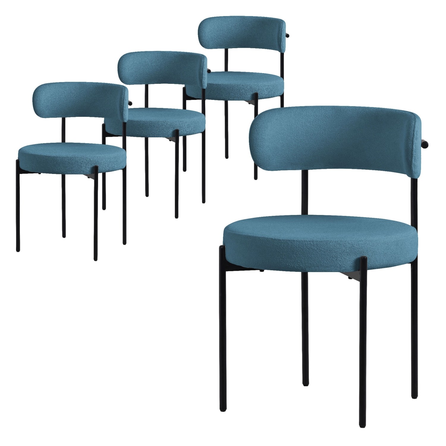 ML-Design Esszimmerstühle 4Er Set aus Teddystoff Blau mit Rückenlehne günstig online kaufen
