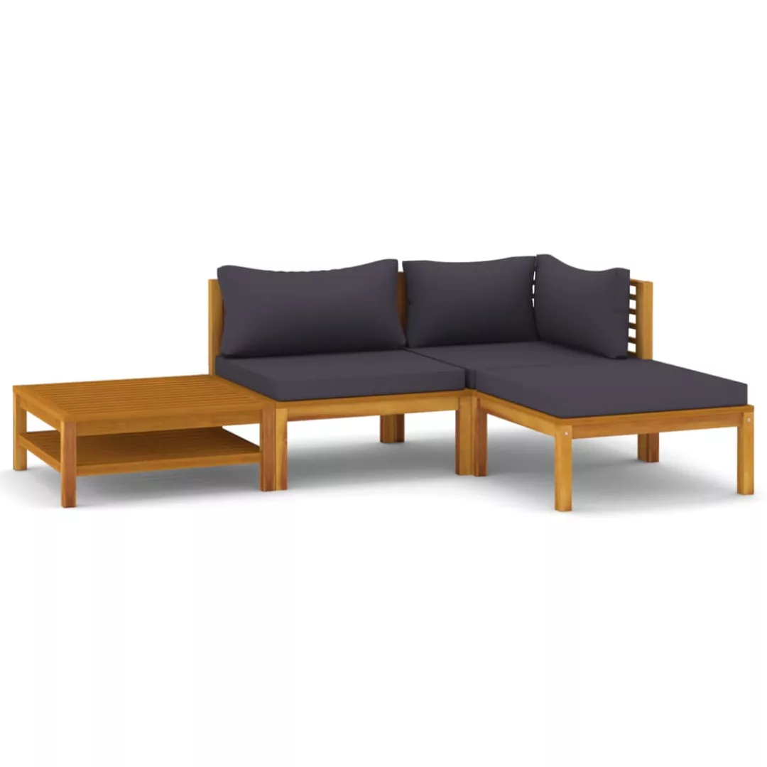 4-tlg. Garten-lounge-set Mit Auflage Massivholz Akazie günstig online kaufen