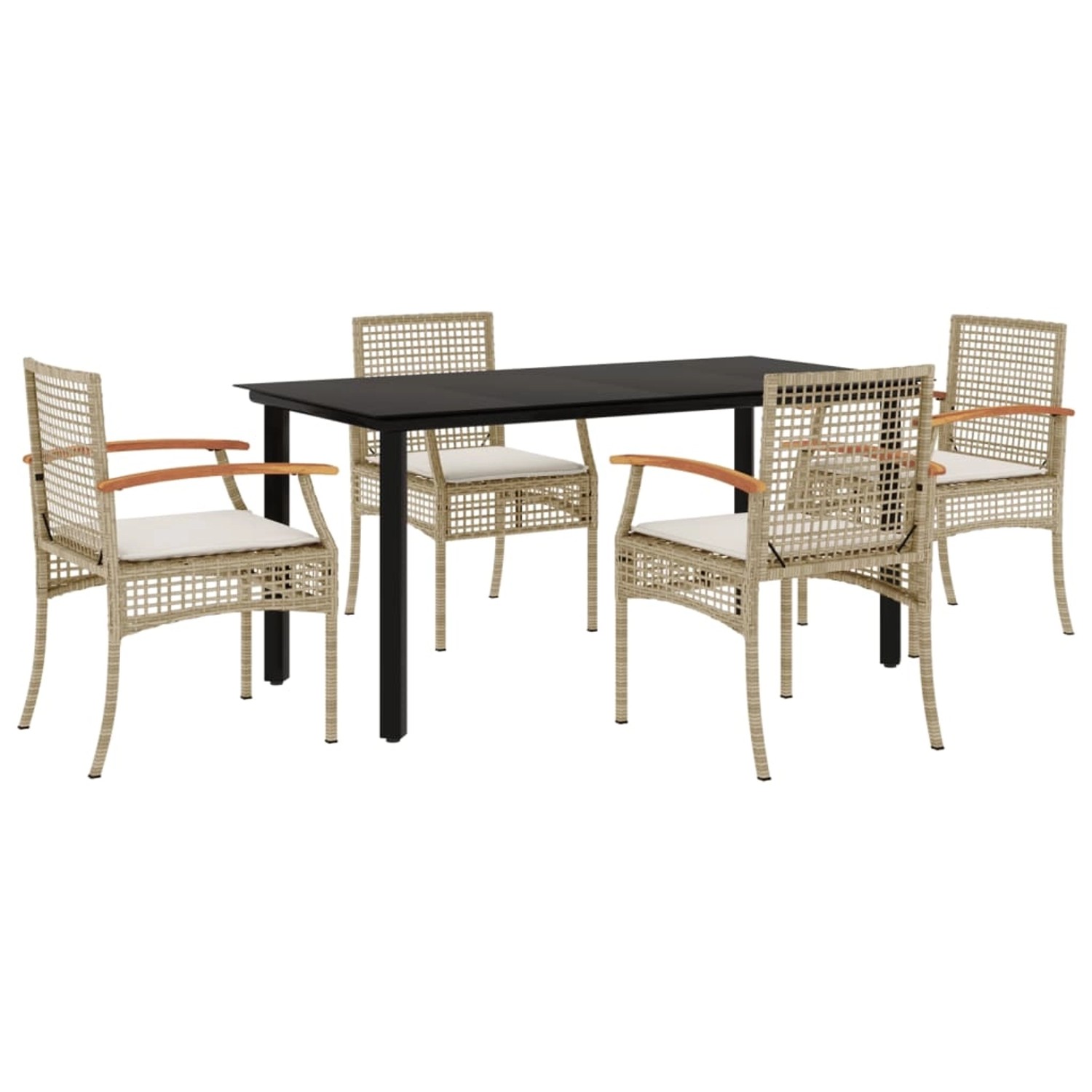 vidaXL 5-Tlg Garten-Essgruppe mit Kissen Beige Poly Rattan 3213634 günstig online kaufen