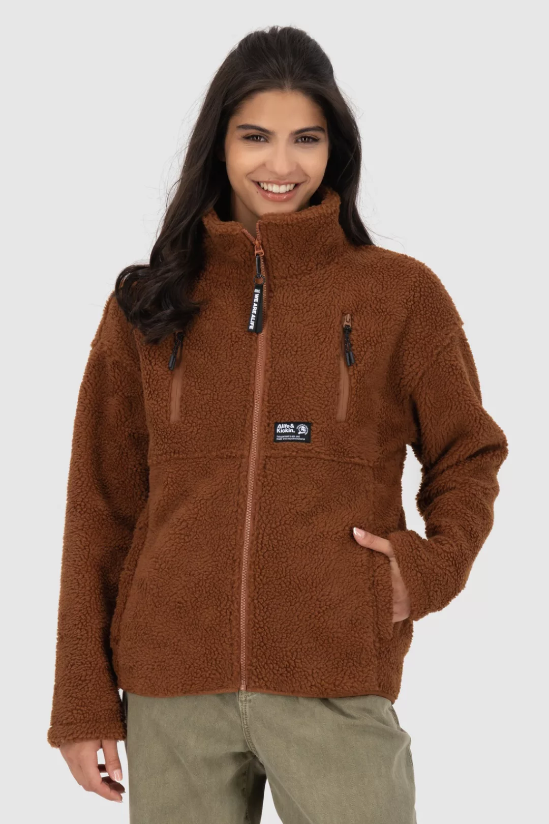 Alife & Kickin Sweatjacke "Damen KaluaAK G", Warme Teddyplüschjacke mit kus günstig online kaufen