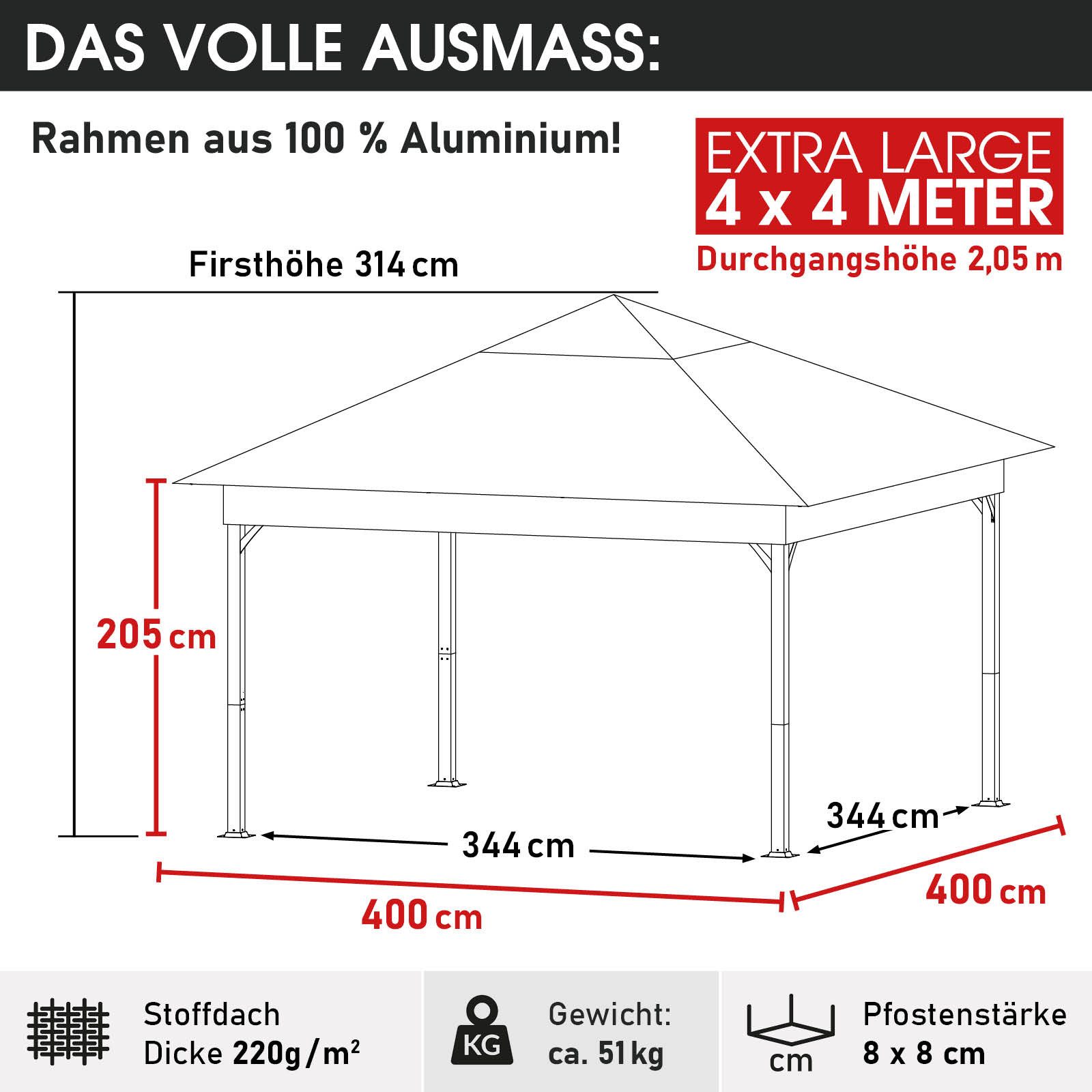 BRAST Pavillon Aluminium Infinity 3x4m viele günstig online kaufen