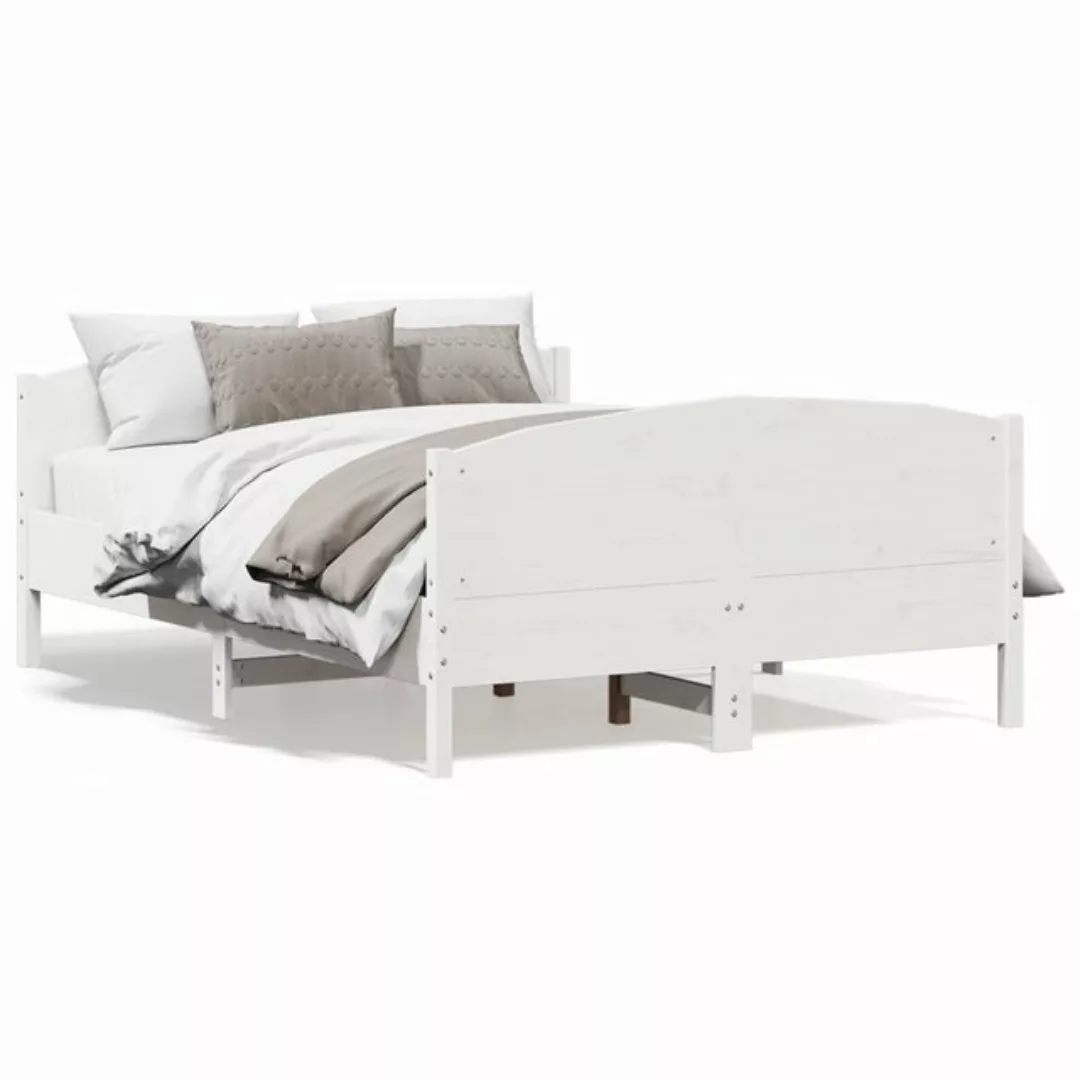 vidaXL Bett Massivholzbett ohne Matratze Weiß 140x190 cm Kiefernholz günstig online kaufen