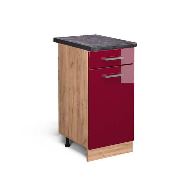 Vicco Unterschrank R-Line, Bordeaux Hochglanz/Goldkraft Eiche, 40 cm, AP An günstig online kaufen