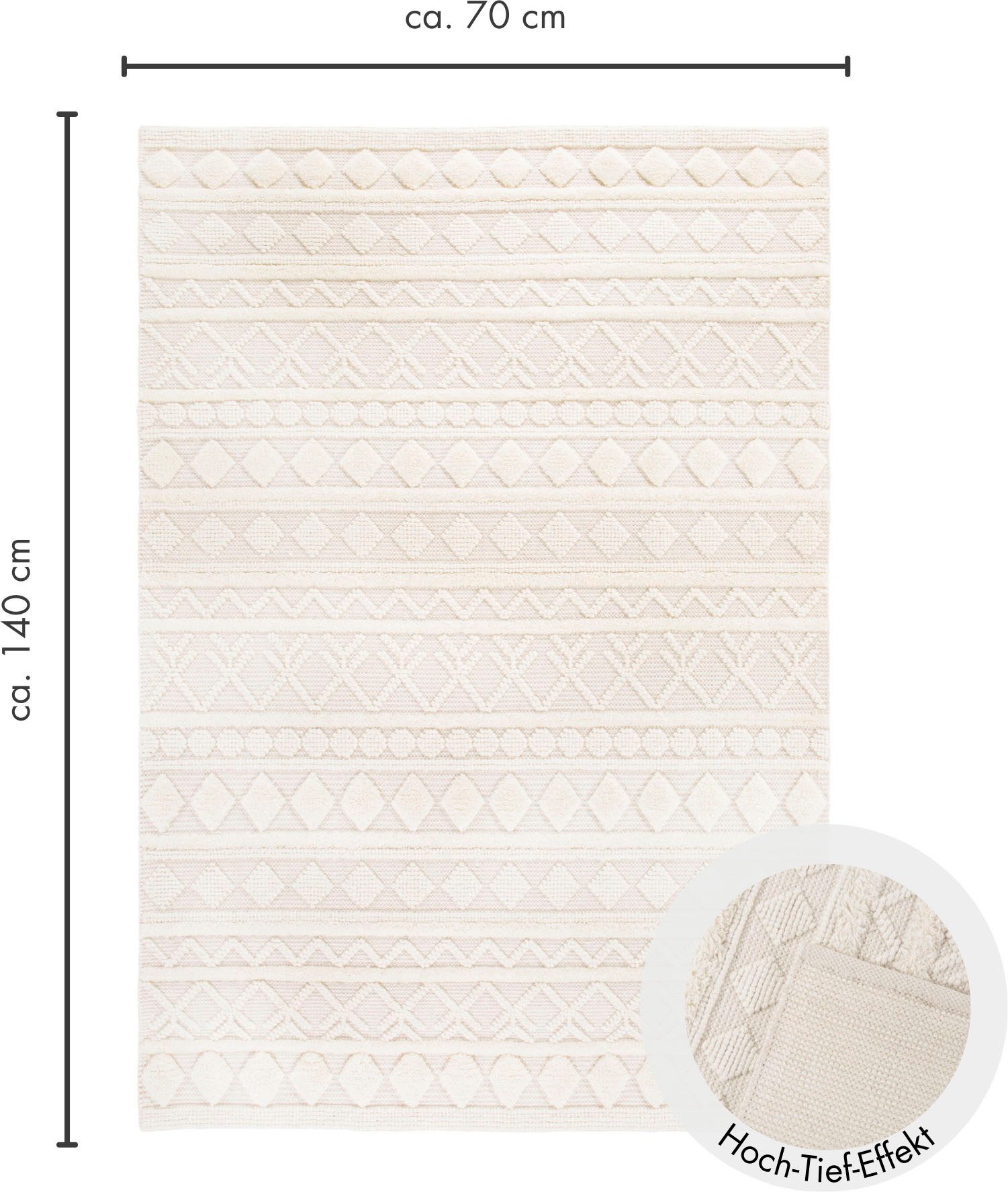LUXOR living Wollteppich »Hägga«, rechteckig, 15 mm Höhe, Handweb Teppich, günstig online kaufen