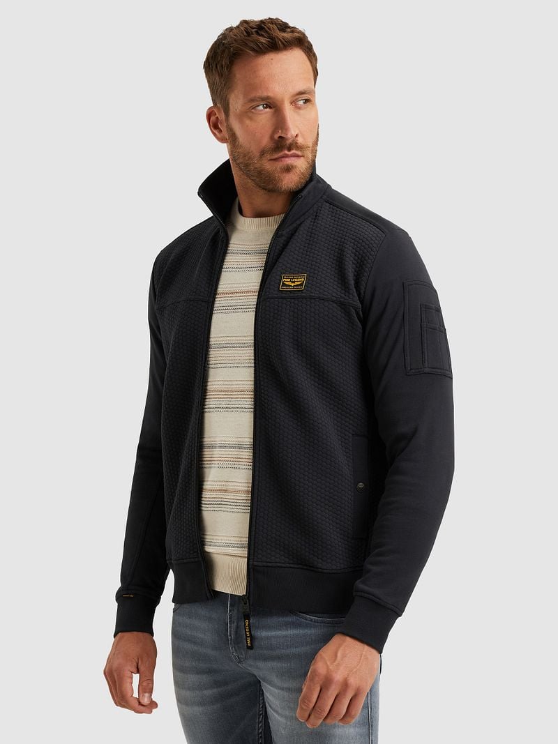 PME Legend Strickjacke Jacquard Interlock Navy   - Größe L günstig online kaufen