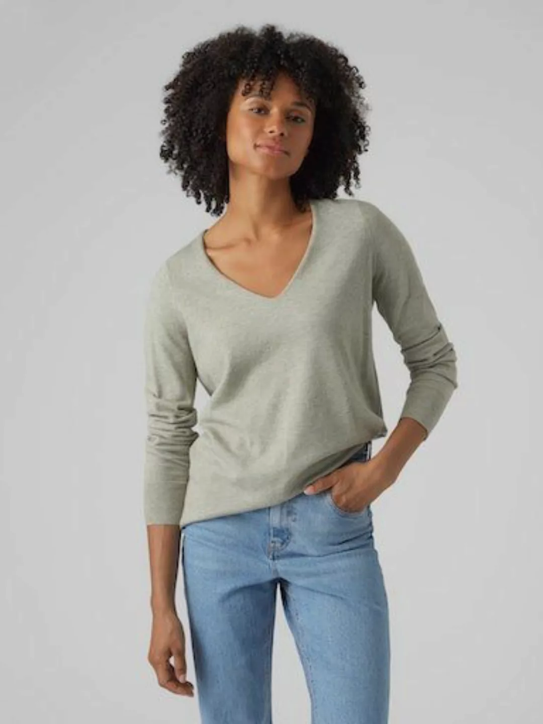 Vero Moda V-Ausschnitt-Pullover VMHAPPINESS LS V-NECK PULLOVER GA BOO günstig online kaufen