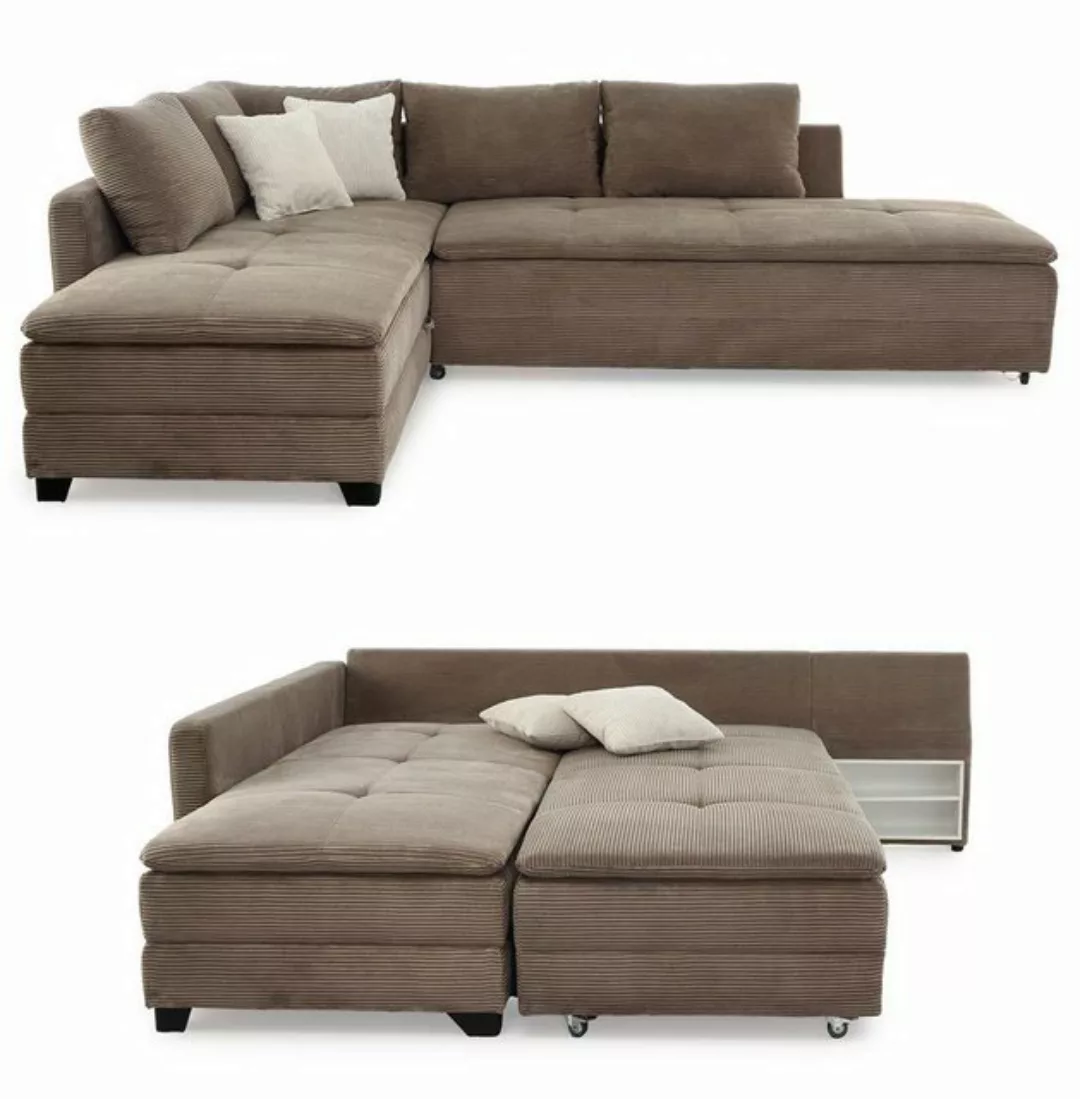 luma-home Ecksofa 15162, Dauerschläfer-Doppelbett 306x223 cm, Schwenkteil L günstig online kaufen