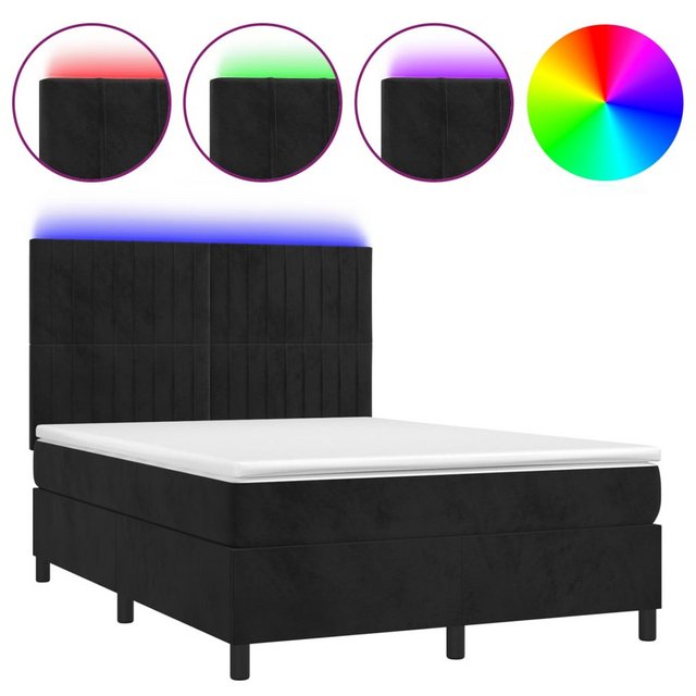 vidaXL Boxspringbett Boxspringbett mit Matratze & LED Samt (140 x 200 cm, S günstig online kaufen