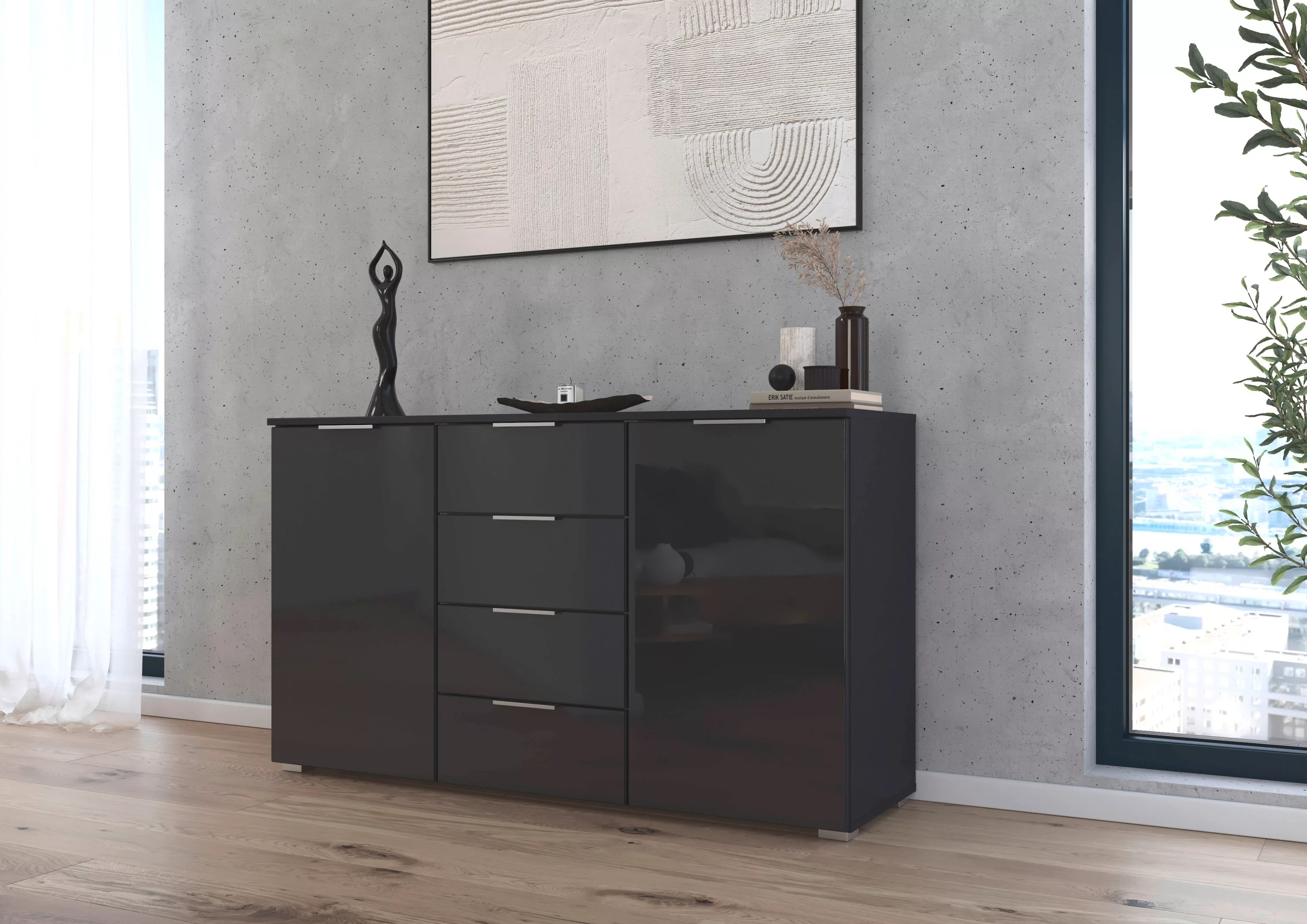 rauch Kommode "Sideboard Kombikommode Schubladenkommode AGORDO mit Glasfron günstig online kaufen