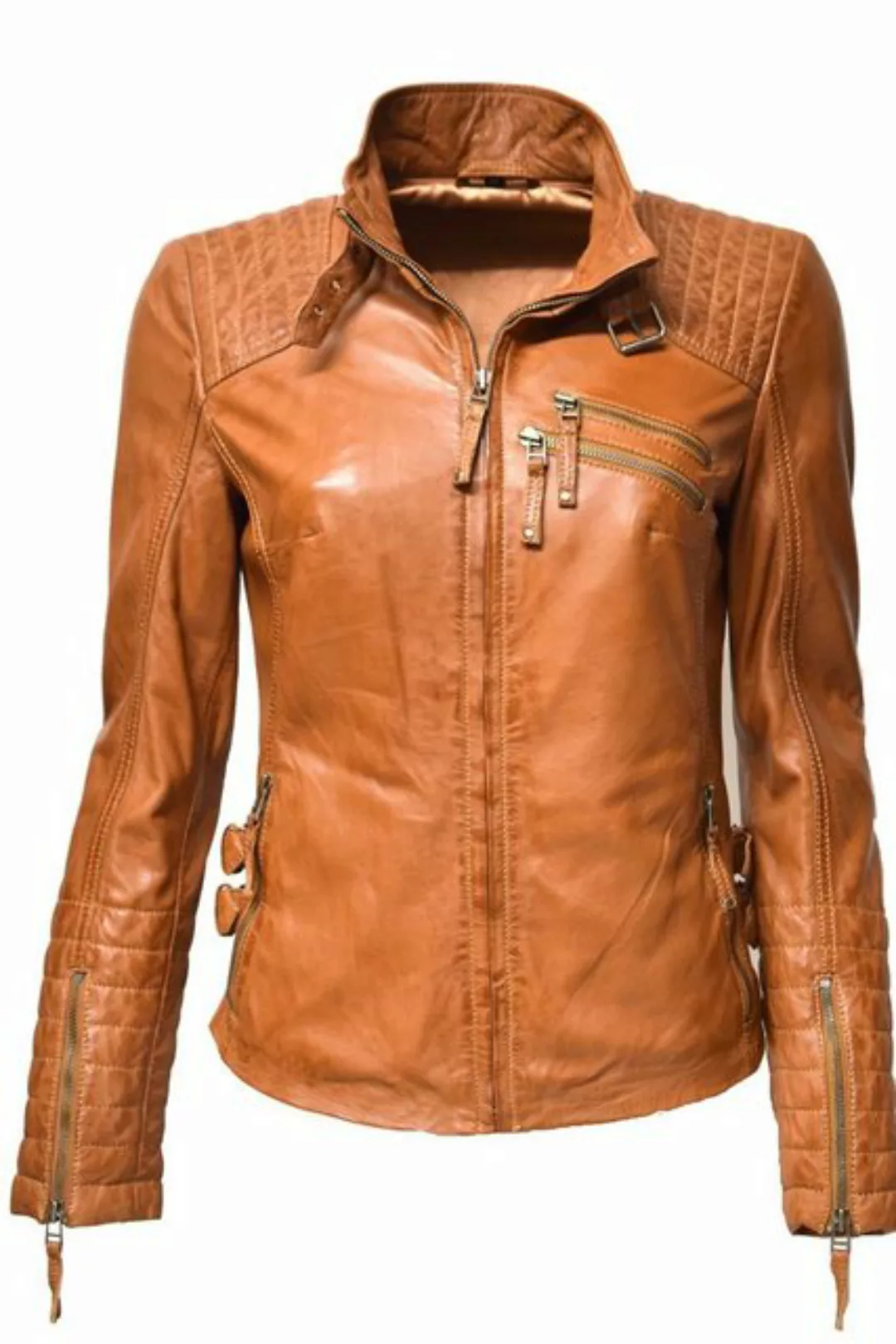 Zimmert Leather Lederjacke Amy (1-St) weiches Lammnappa Leder, Grün, Schwar günstig online kaufen