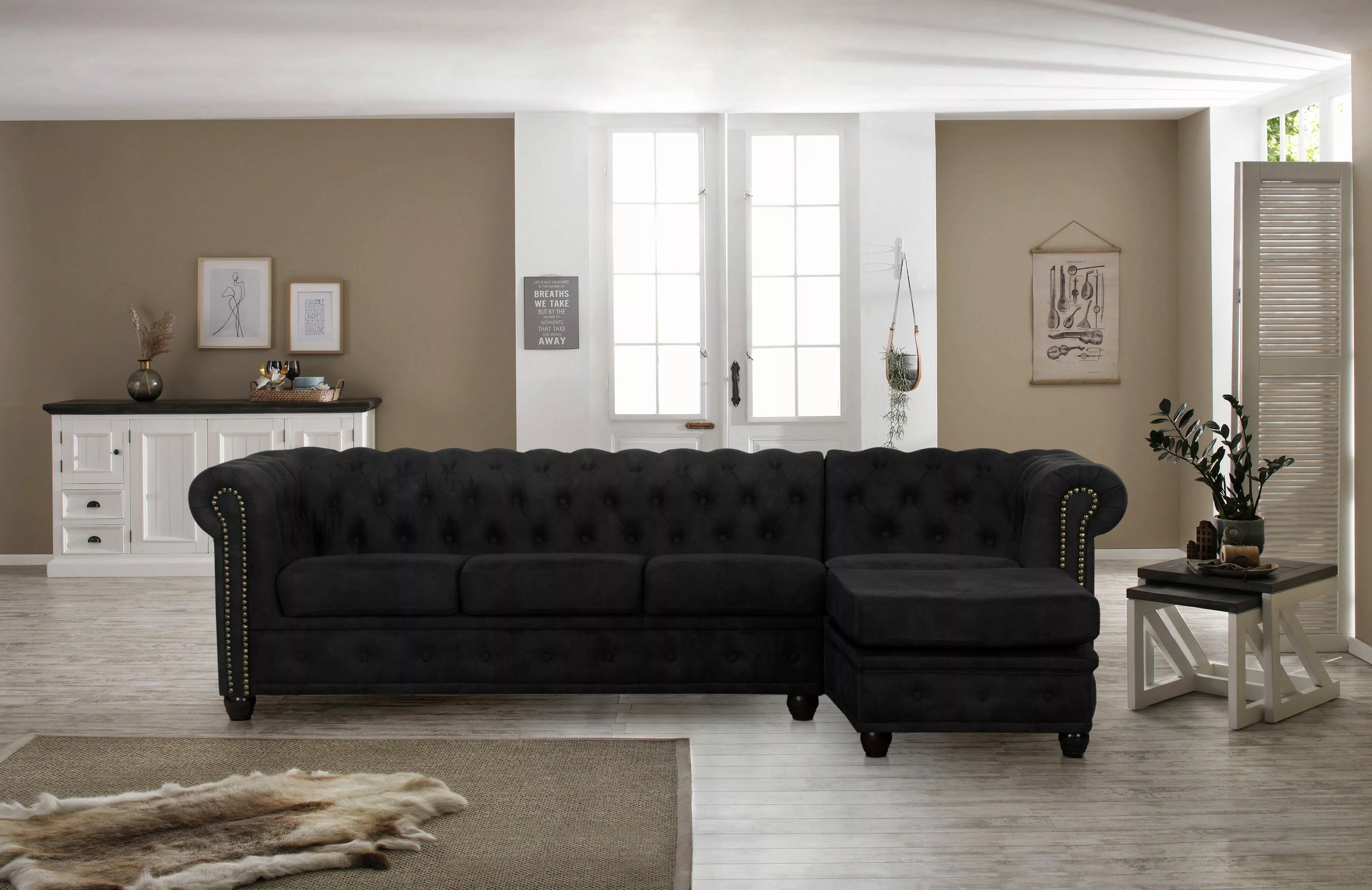 Home affaire Chesterfield-Sofa "Rysum L-Form", Chesterfield-Optik mit Ottom günstig online kaufen