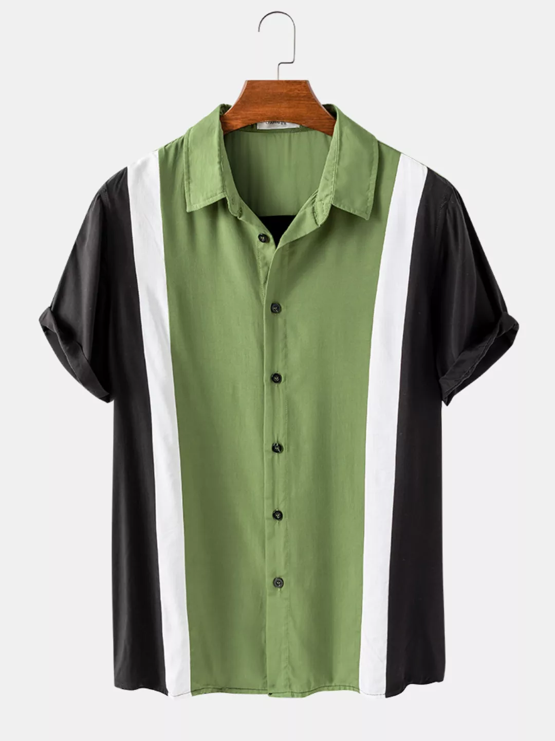 Herren Hit Color Striped Patchwork Kurzarm Designer Shirts günstig online kaufen