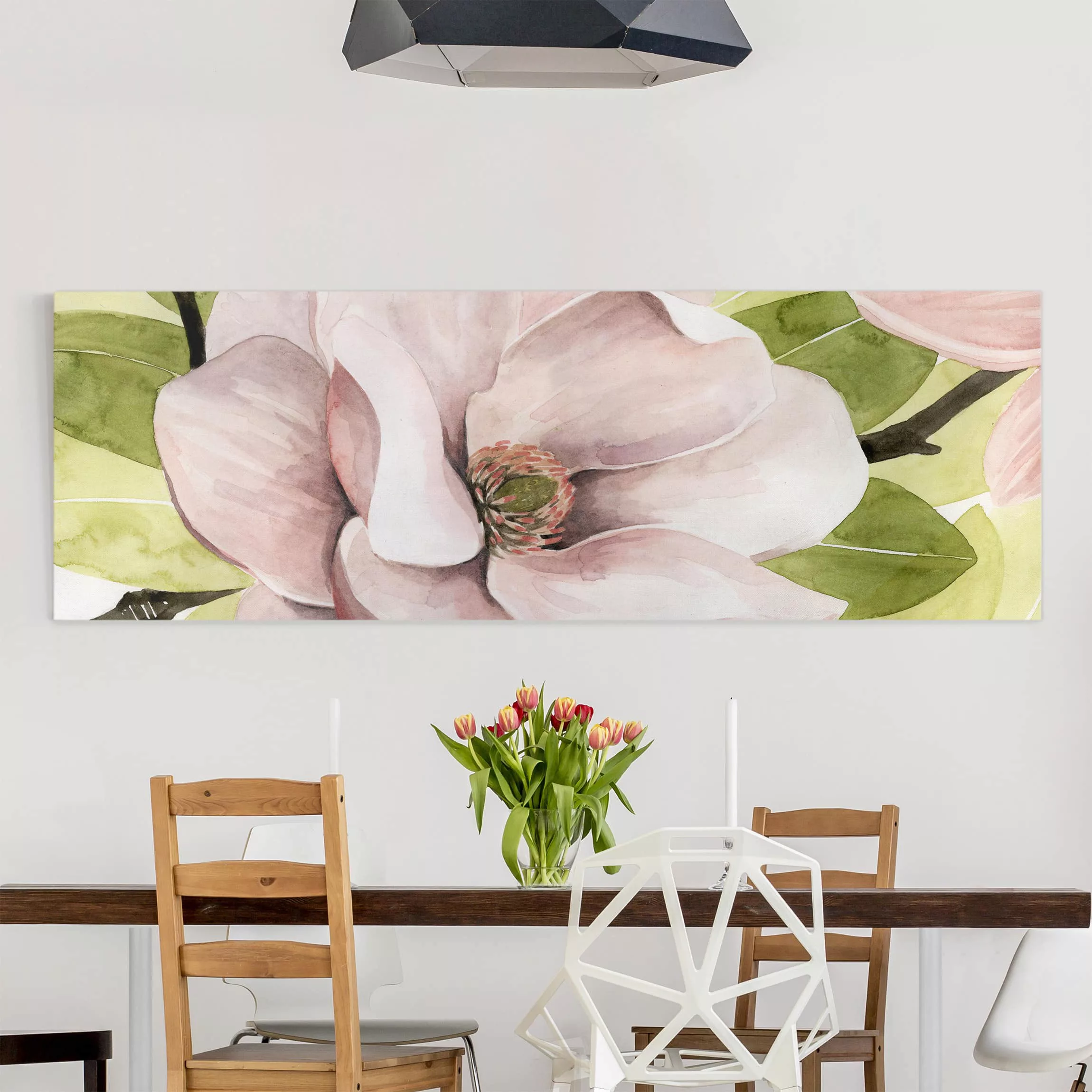 Leinwandbild Blumen - Panorama Magnolie errötet I günstig online kaufen