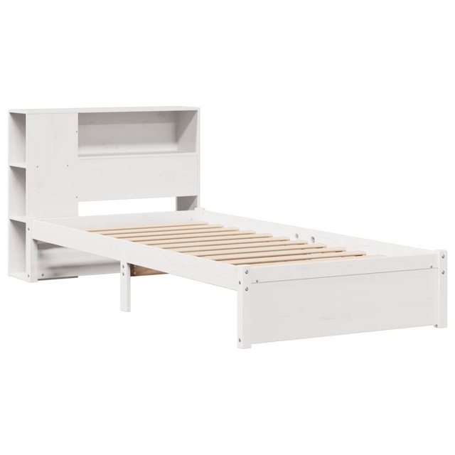 vidaXL Bett Massivholzbett mit Regal ohne Matratze Weiß 90x200 cm Kiefer günstig online kaufen