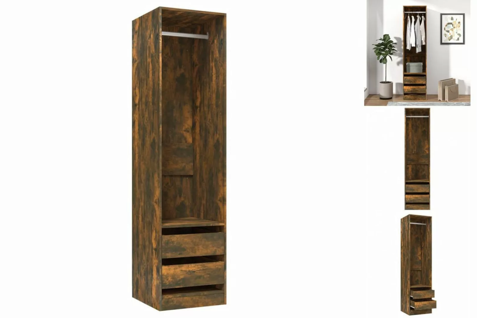 vidaXL Kleiderschrank Kleiderschrank mit Schubladen Räuchereiche 50x50x200 günstig online kaufen