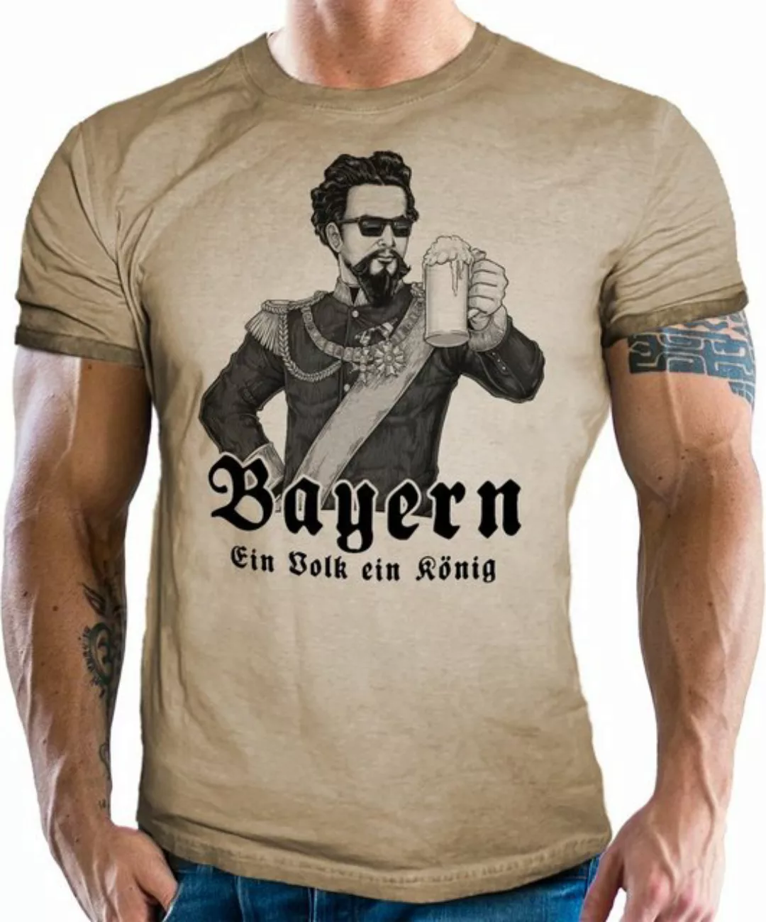 LOBO NEGRO® T-Shirt für echte Bayern und Trachten Fans: EIN Volk EIN König günstig online kaufen