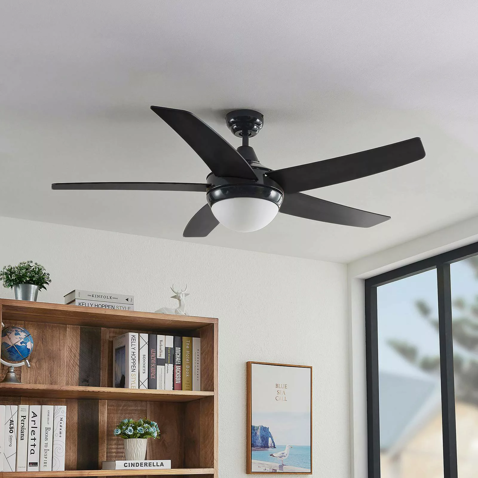 Lindby Deckenventilator mit Licht Auraya, leise, schwarz günstig online kaufen