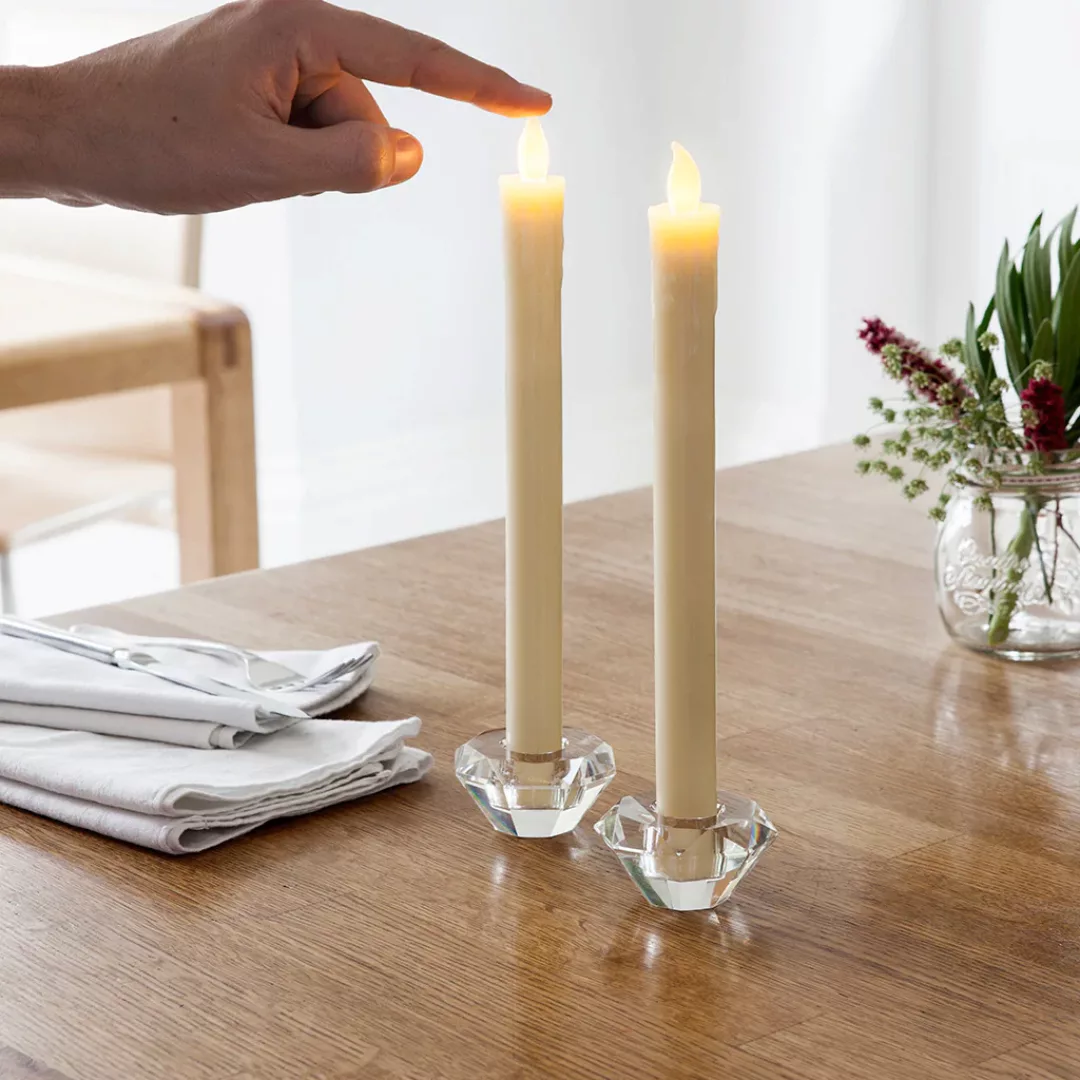 8er Set crème LED Tafelkerzen warmweiß mit Fernbedienung günstig online kaufen