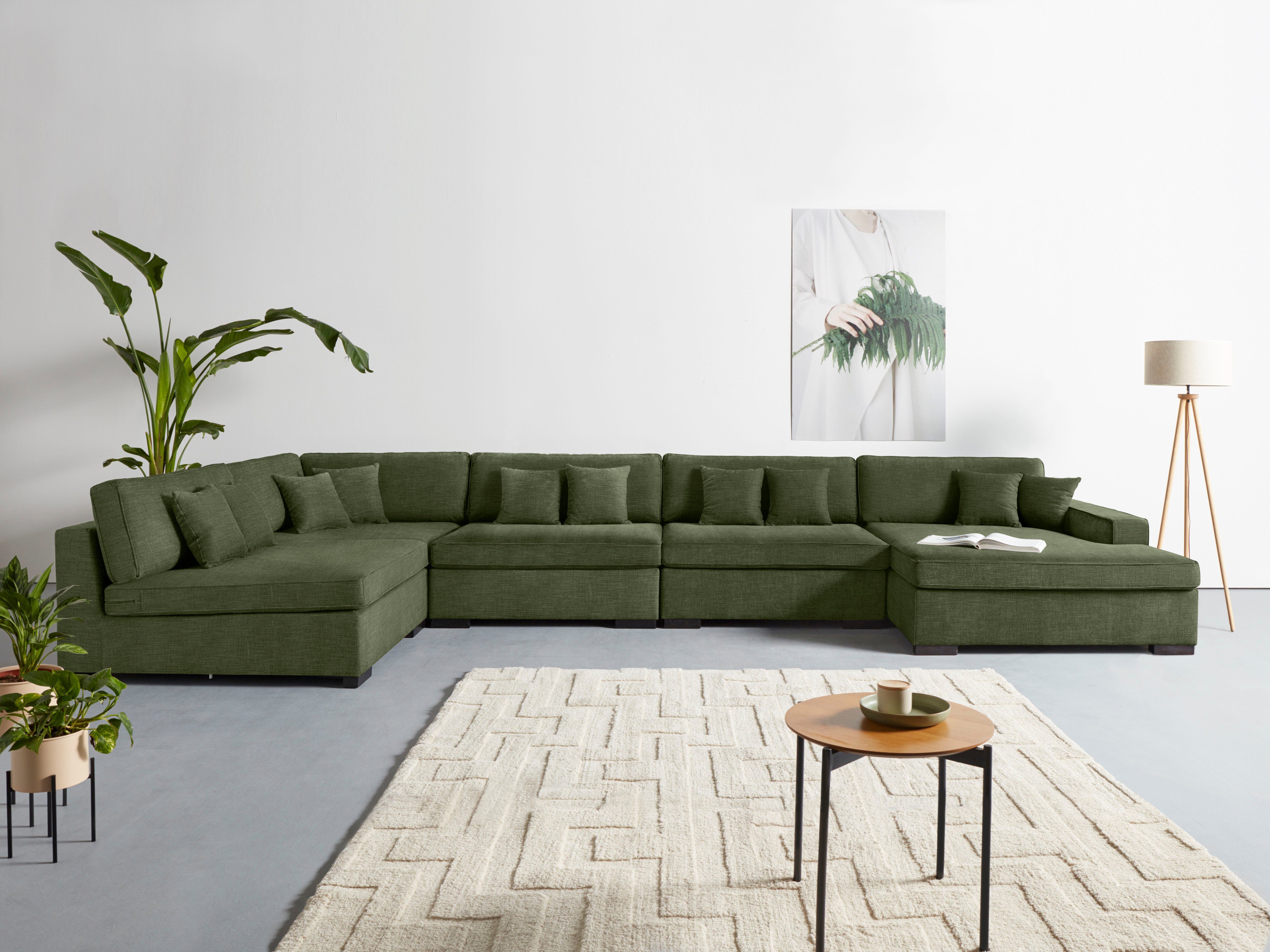 Home affaire Wohnlandschaft "Skara XXL U-Form", Lounge-Sofa XXL mit Federke günstig online kaufen