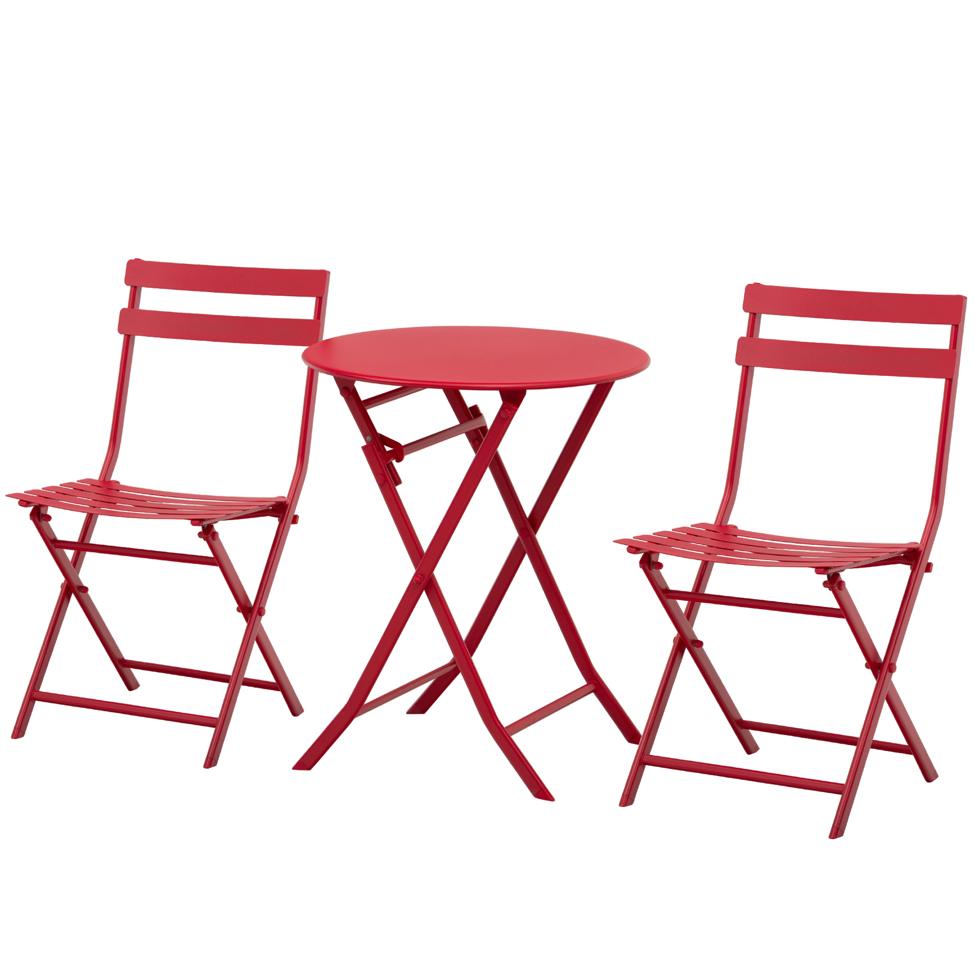 Outsunny Bistro-Gartenmöbelset klappbar - runder Tisch Ø 60 cm mit 2 klappb günstig online kaufen