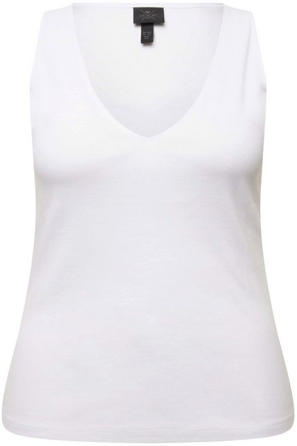 Ulla Popken Longtop Top Rippjersey Slim V-Ausschnitt ärmellos günstig online kaufen